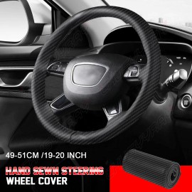CHUSYYRAY For 2013-2018 Dodge Ram 1500 2500 3500 -Leather Wrap Steering Wheel Cover, Black