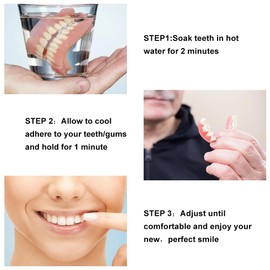 Dentures Set, False Artificial Temporary Teeth Braces Smile Veneers Cosmetic Temporary Teeth Dentures Prosthesis Artificial Veneers Teeth Top and Bottom