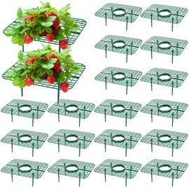 Pumtus 20 Pack Square Strawberry Supports, Strawberry Growing Rack with 4 Sturdy Legs, Plastic Strawberry Plant Stand Holder, Strawberry Growing Frame Holder Cage, Keeping Berries Clean