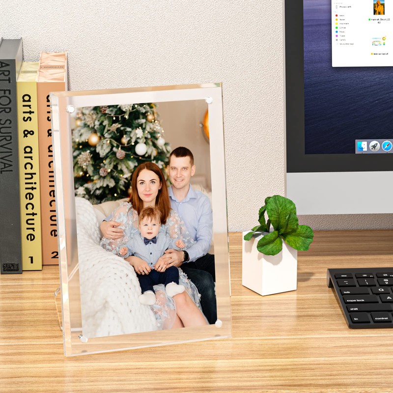 NIUBEE 4x6 Picture Frame, Acrylic Clear Photo Frame with Magnets