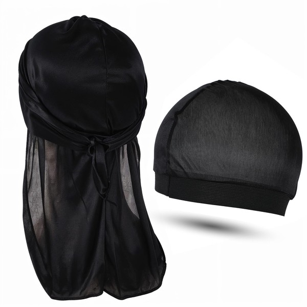 JIEYAO Silky Durag for Men, Satin Dorag with 1 Wave