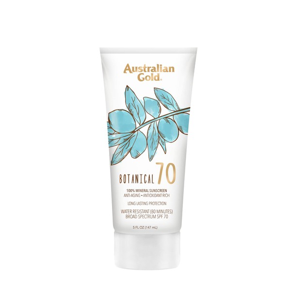 Australian Gold Botanical Sunscreen Mineral Lotion SPF 70, 5 Ounce | Broad Spectrum | Water Resistant