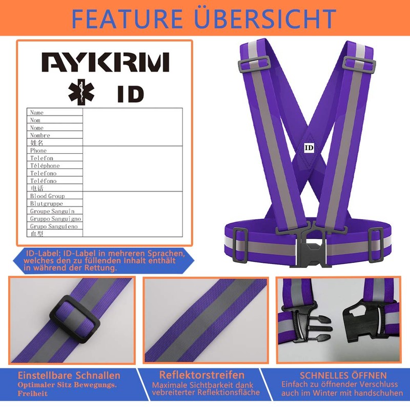 AYKRM Multiple colors optional High Visibility hi vis Reflective running