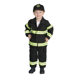 Jr. Fire Fighter Suit with Embroidered Cap, Size 18Month (Black)