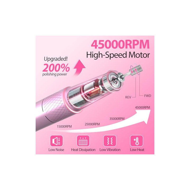 Professional Electric Nail Drill E-File Machine - 45,000 RPM Corded