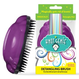 Knot Genie Detangling Hair Brush for Kids (Puff of Purple) | Perfect Detangling Brush for Curly Hair, Gently Separate Tangles, Leaves Hair Smooth and Shiny | The Pain Free Knot Detangler