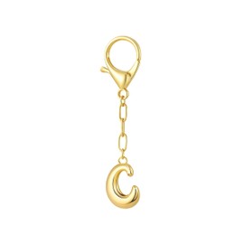 GAOKOXI Gold Bubble Initial Keychain Charm for Women Chunky Bag Purse Charms C Letter Key Chains for Handbag Cute Accessories