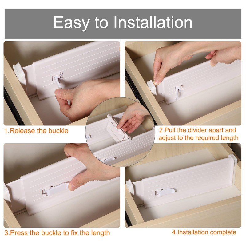 sourcing map 4 Pcs Plastic Drawer Dividers Organizer 11"-18" Adjustable