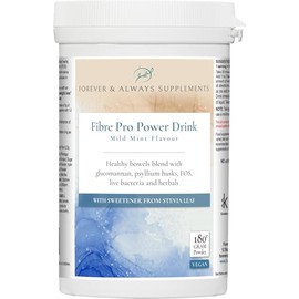 Fibre Pro Power Drink Complex, Powder, 180g, Psyllium Husk, Glucomannan, Sugar Beet with Herbs & Live Bacteria, Vegan, Digestive, Gut & Bowel Support, Forever & Always Supplements
