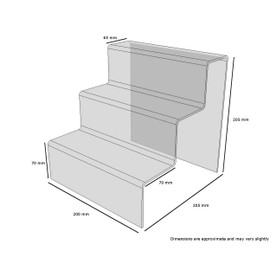 EPOSGEAR Three (3) Step Tier Clear or Coloured Acrylic Plastic Retail Riser Counter Display Plinth Stands - Display products on 4 levels - Perfect for Shops, Stalls, Ornaments, Models etc (Clear, Large)