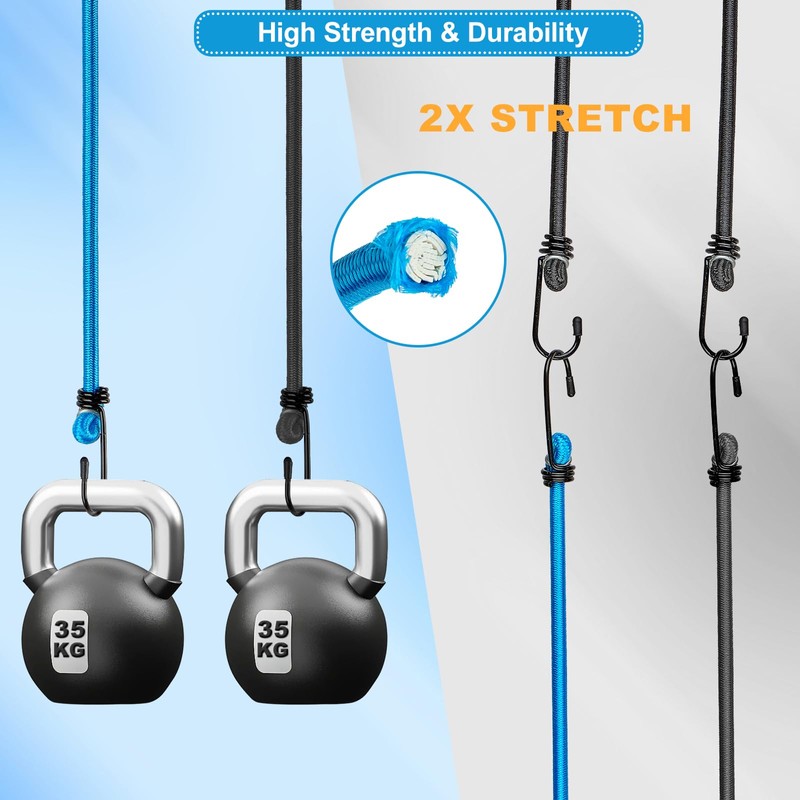 Bungee Cords with Hooks Heavy Duty, 8 Pack Bungee Straps,