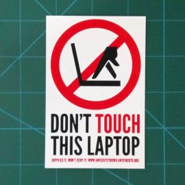 Under Design Don't Touch This Laptop - Red & Black Warning Sticker 2-pack