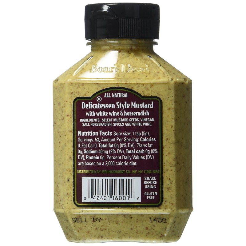 Boar's Head Deli Style Mustard with White Wine 9.5 Oz