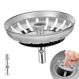 M JINGMEI Kitchen Sink Plug Strainer, Sink Plugs Universal for UK Sink, Sink Plug Replacement for Food and Hair Catcher, 304 Stainless Steel Hole Diameter 84mm
