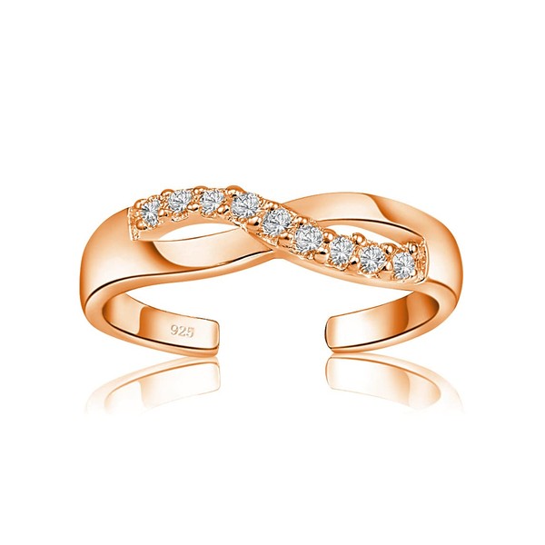Hoops & Loops Sterling Silver Flash Plated Rose Gold Cubic