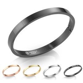 inSCINTILLE Women's Stainless Steel Gold / Silver / Black Rigid Bracelet Height 4/6/8 mm in Gift Box, Stainless Steel