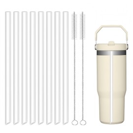 Joshey 8-Pack Replacement Straws for Stanley 30oz Tumbler | Compatible with Stanley IceFlow Flip Straw Lid | BPA-Free Reusable Plastic Drink Straws with 2 Cleaning Brushes