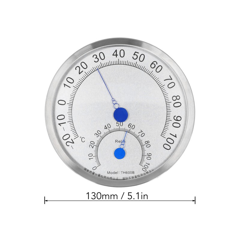 Round Thermometer Stainless Steel Waterproof Heat Resistant Thermometer Hygrometer for