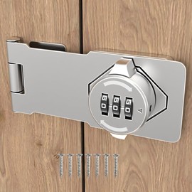 Keyless 3-Digit Combination Lock – Twist Knob Hasp Latch with Password – Glow-in-The-Dark Zinc Alloy Lock for Kitchen Drawers, Cabinets, Cupboards (Silver)