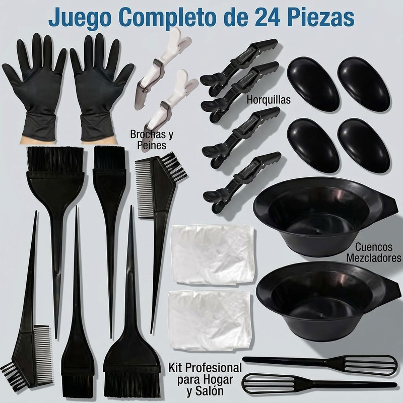24pcs Kit Herramientas de Tinte para Coloración Cabello,Kit para pintar