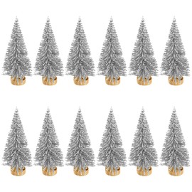 Thyonta Pine Needle Mini Christmas Tree Ornament PVC Micro Landscape Moss Bottle Decoration Accessories Suitable for Creative Cute Home Decoration-9CM（Silver）