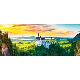 Pintoo Panoramic Jigsaw Puzzles 4000 Piece for Adults - Sunset of Neuschwanstein Castle, Germany Beautiful Plastic Puzzle for Home Decor Zero Dust Easy Storage [H2318]