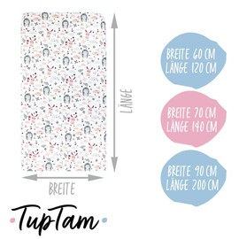 TupTam Baby Fitted Sheet for Baby Cot Bed Pack of 2, Colour: Hedgehog/Rabbit/Pink, Size: 60 x 120 cm