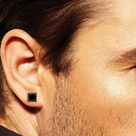 Beyond Brilliance Stainless Steel Black Cubic Zirconia Stud Earrings for Men and Women