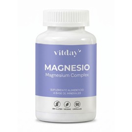 Vitday Citrato de Magnesio - 90 Cápsulas Vegetales - Óxido de Magnesio - Suplemento Alimenticio 100% Natural - Sin Gluten ni OGM - Vegetariano