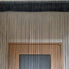 Rink Terre Himeno Noren Black String Curtain Room Divider (100cm, 200cm)