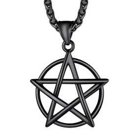 Richsteel Satanic Necklace For Men Witch Pendant Pentagram Necklaces Mens Black Pentacle Necklace