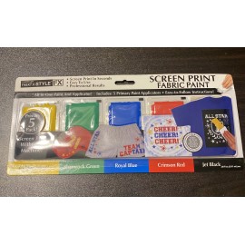 Next Style Screen Print Fabric Paint Black Red Blue Green Yellow creative craft