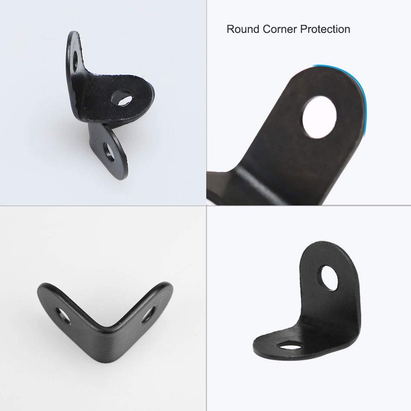sourcing map 12 x 12mm Angle Bracket Black Corner Brace