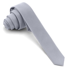 Skinny Ties Twill Gray Ties For Men and Women Solid Pure Color 1.58" (4CM) Plain Formal Slim Neckties