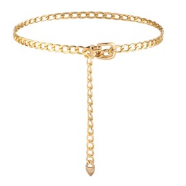 Bewudy Gold Chain Belts For Women Girls, Adjustable Gold Metal Waist Chain Chunky, Metal Chain Belt for Jeans Dresses(Gold)