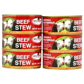Belmont - Tushonka - Premium Quality Beef Stew – Traditional Canned Meat Stew – Tender Beef Chunks in Savory Broth, 9.9 oz | 280 g (pack of 6)