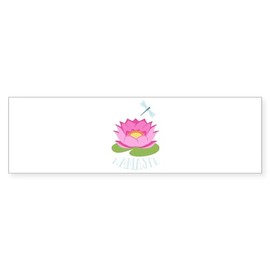 CafePress Lotus Flower Plant Dragon Fly Lily Pad Namaste Bum 10"x3" Rectangle Vinyl Bumper Sticker Car Decal