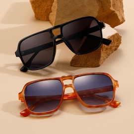 kimorn Sunglasses Womens Men Trendy Retro Sun Glasses Oversize Square Frame Shades K1650 (Black+Yellow Tortoiseshell)