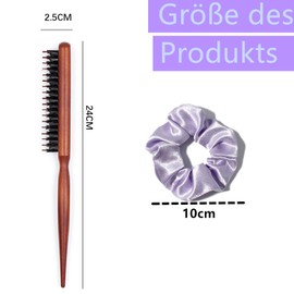 Norhogo Teasing Hair Brush Boar Bristle Hair Brush Magic Volumer Hair Brush Bristles Hair Brush Toupe Brush with Wooden Handle (24 x 3 cm) for Home and Salon Comes with a Purple Headband (Nylon Teeth)