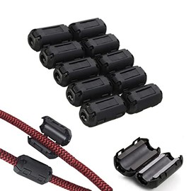 Clip-on Noise Filter,VSKEY [10pcs 9.0mm] Anti-Interference High-Frequency Ferrite Core Choke Subwoofer,Speaker,Mixer,Home Audio Device Cable Noise Suppressor (0.35inch Inner Diameter)