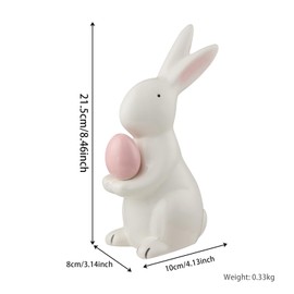 Zensounding Ceramic Easter Egg Rabbit Ornaments Exquisite Ceramic Sculptures Spring Garden Tabletop Decorations Easter Parties and Gifts Set Off a Festive Atmosphere (Large Egg with Powder)