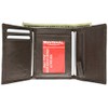 Leather Mens Wallet Trifold Black window ID Zipper Change Pocket