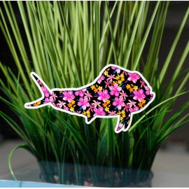 Real Sticky Mahi Fish Sticker Hawaii Flower Cup Laptop Cup Car Vehicle Window Bumper Decal