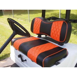 Huskey Parts Front Rear Seat Cover Orange Diamond Stitching For E-Z-GO RXV Golf Cart 2008-Up