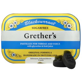 GRETHER'S Sugarfree Blackcurrant Pastilles Natural Remedy for Dry Mouth Relief - Soothing Throat & Healthy Voice - Gift for Singers - Gluten-Free - 1-Pack - 15 oz.