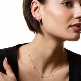 XENOX® Women's Necklace Made of High-Quality 925 Sterling Silver with Sparkling Zirconia Stones, Sterling Silver, Cubic Zirconia