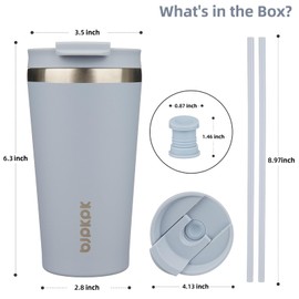 BJPKPK 18oz Stainless Steel Insulated Tumbler With lid And Straw Travel Coffee Thermal Tumblers Cup For Women And Men,Modern Blue