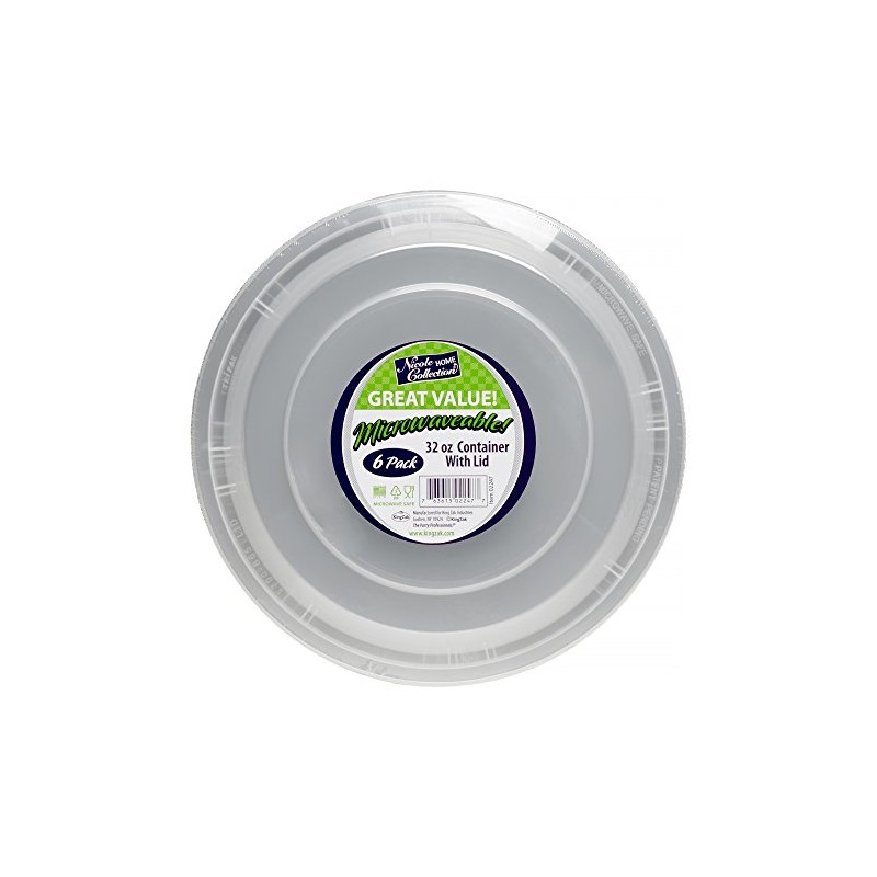 Premium Deep Round Black Containers - 32 oz (Pack of