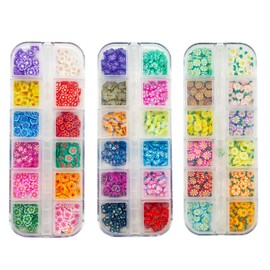 3 Boxes Flower Butterfly Nail Art Slices, 3D Polymer Clay Mini Slices Resin Making Flakes Charms Colorful Nail Art Supplies for DIY Crafts Lip Gloss Cellphone Decoration