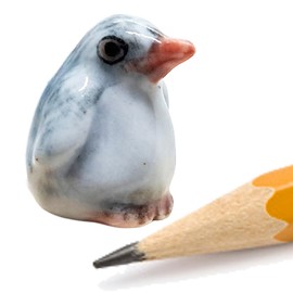 WitnyStore Tiny ½ Inch Gray Baby Gentoo Penguin Sit Figurine - Miniature Hand Made Ceramic Aquatic Flightless Marine Bird Antarctic Polar Animals Porcelain Decorative Collectible Figure Décor Gifts